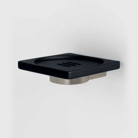 Colombo MiniQ Мыльница подвесная, цвет: PVD нержавеющая сталь/черная резина, артикул B5001.HPS1-RNE