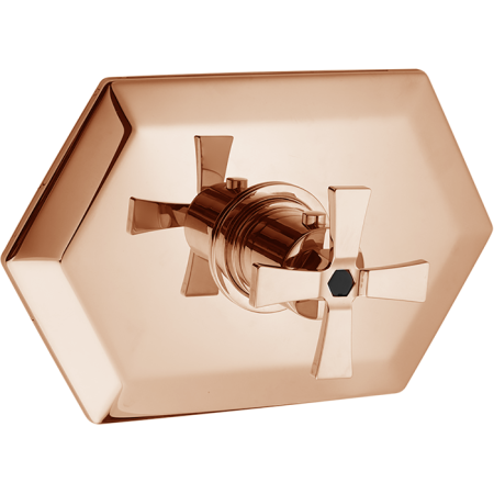 CISAL Cherie Внешняя часть встраиваемого термостатического смесителя для душа, цвет розовое золото/черный, артикул CX0072007E