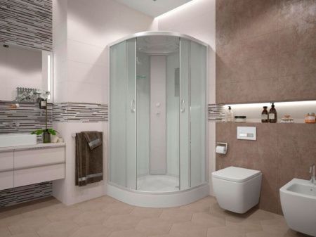 Душевая кабина Erlit Comfort ER3510P 100x100 задняя стенка Белая стекло матовое