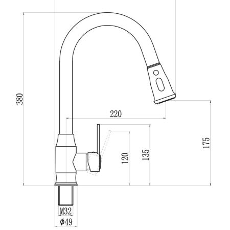 Смеситель для кухни с выдвижным изливом Savol S-002805A, хром, артикул S-002805A