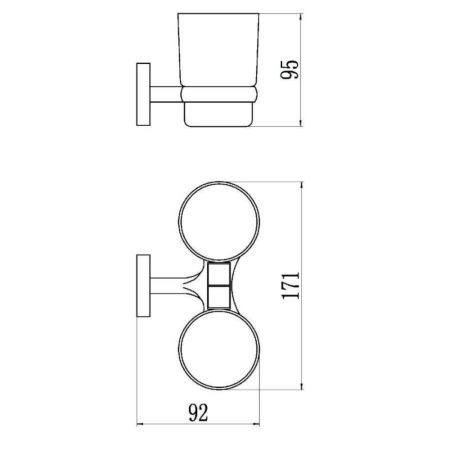 Стакан для ванной комнаты двойной Savol S-008768, хром, артикул S-008768