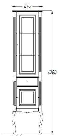 Пенал Лаура правый Opadiris Белый матовый с бежевой патиной, артикул 