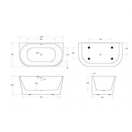 Акриловая ванна BELBAGNO BB710-1700-800, артикул BB710-1700-800
