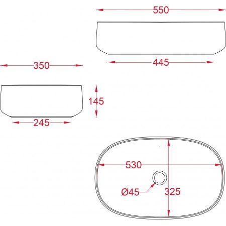 Artceram COGNAC Раковина накладная Quadro 55x35 см, цвет: белый