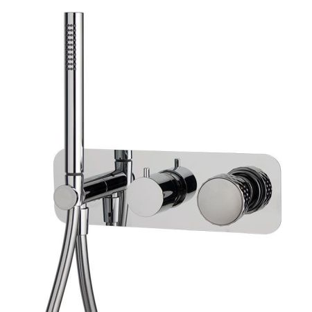 Fima Carlo Frattini Texture Collection Смеситель для душа, встраиваемый, с переключателем на 2 выхода, с ручным душем, цвет: хром, артикул F5619WX2XCR