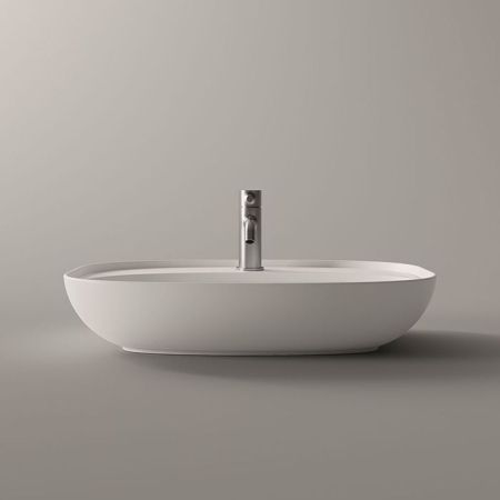 Раковина, Alice, Form, Plan Oval, ширина, мм-600, глубина, мм-450, высота, мм-120, тип установки-накладной (настольный), отверстия для смесителя-1, без перелива, донный клапан-необходимо заказать, материал-керамика, вид грязеотталкивающего покрытия-Aligla