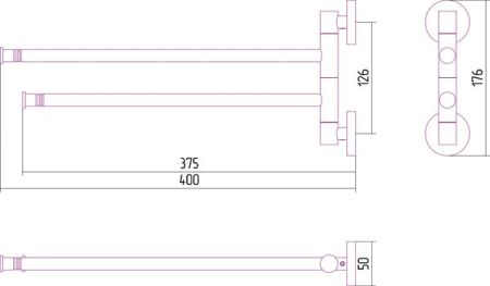 Держатель полотенец ВЕЕР-2 поворотный / L 400 (Хамелеон), артикул 04-3010-2400