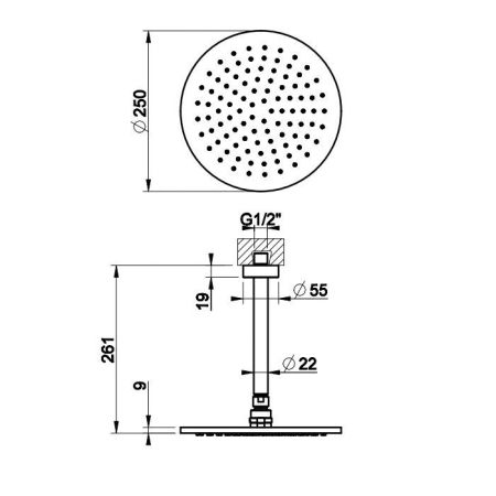 Gessi Ingranaggio Душевая головка потолочная, поворотная с шарниром, цвет: хром, артикул 63352#031