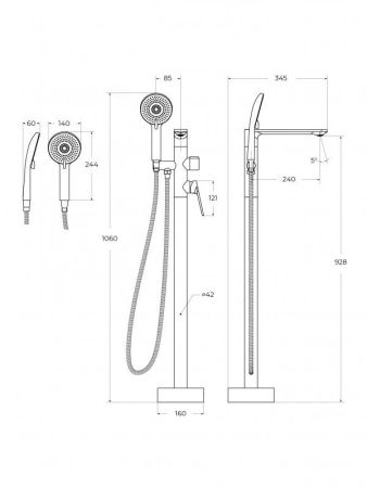 COMFORT-VDP-01 Напольный смеситель для ванны, хром, артикул COMFORT-VDP-01