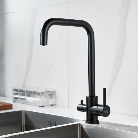 Смеситель для кухни с подключением фильтра воды Raffine F118H, черный