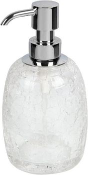 Surya Crystal, дозатор овальный 8х8хh16 см с помпой V5, эффект битого стекла, цвет хром