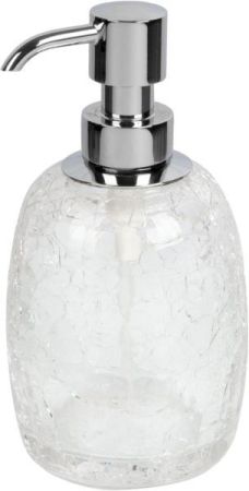 Surya Crystal, дозатор овальный 8х8хh16 см с помпой V5, прозрачное стекло, цвет хром, артикул 6603/CH-OPG