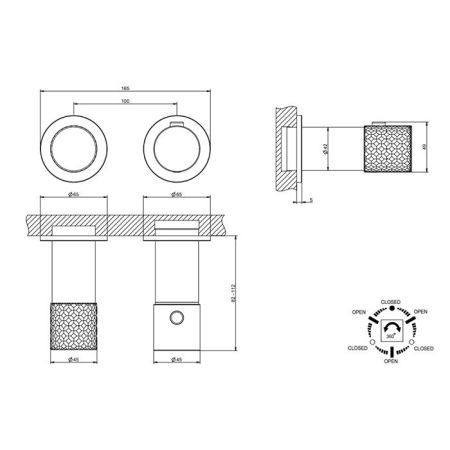 GESSI HABITO INTRECCIO Смеситель настенный встраиваемый, термостатический, с переключателем на 3 положения, внешняя часть, цвет хром, артикул 70136#031