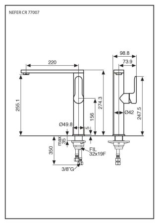 Emmevi Nefer, кухонный смеситель с поворотным изливом, цвет кварц/золото, артикул 77007QO