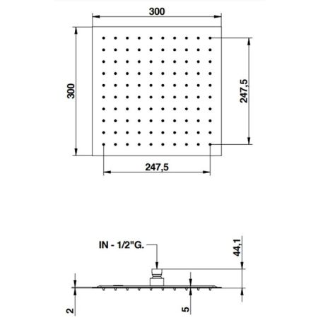 Bongio  Верхний душ потолочный 300х300мм , цвет черный матовый, артикул IM883NE30QPR