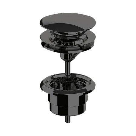 Донный клапан, Almar, для раковин, нажимной Up&Down, 1 1/4", форма крышки-круглая, диаметр крышки, мм-63.5, материал крышки-металл,цвет-Absolute Black Brushed PVD, артикул E094000.AB