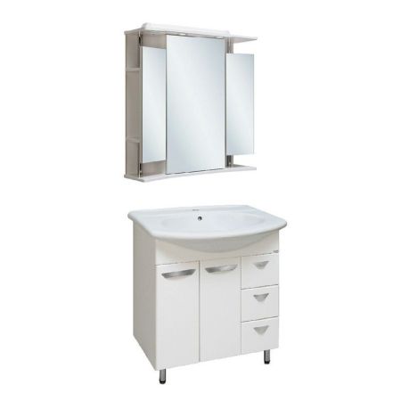 Зеркальный шкаф Runo Валенсия 75 4620750020064 с подсветкой Белый