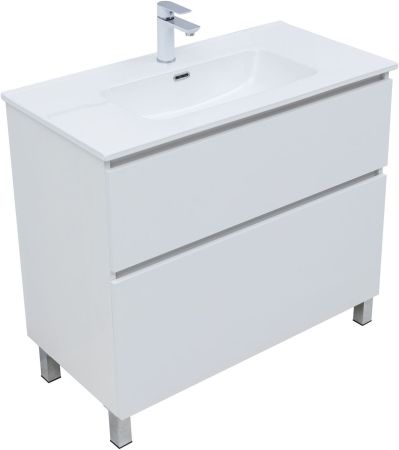 Тумба под раковину Aquanet Вега 90 напольная, белый глянец