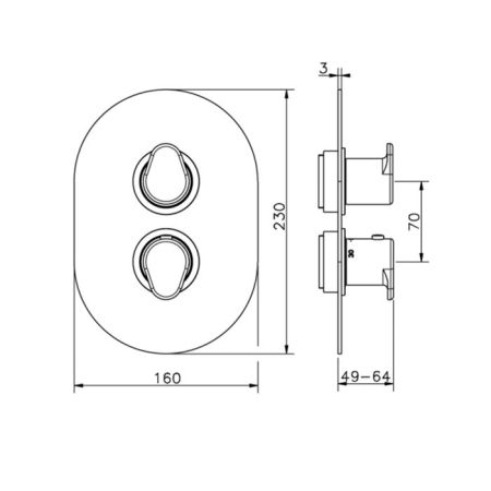 CISAL LineaViva Смеситель термостатический настенный для душа на 2 выхода (без встраиваемой части ZA018101) цвет Nichel Spazzolato, артикул LV0181002F