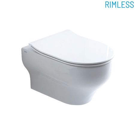 Olympia Clear, подвесной безободковый унитаз c крепежом, 50x36 см, цвет черный глянцевый