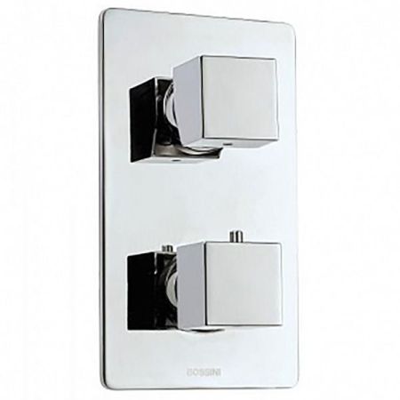 Смеситель для душа, Bossini, CUBE, тип открывания воды-однорычажный, тип регулирования воды-термостатический картридж, монтаж-настенный встраиваемый, отверстия для монтажа-2, внутренняя часть-необходимо заказать, с девиатором 2-5 выходов, цвет-хром, артикул Z00061.030