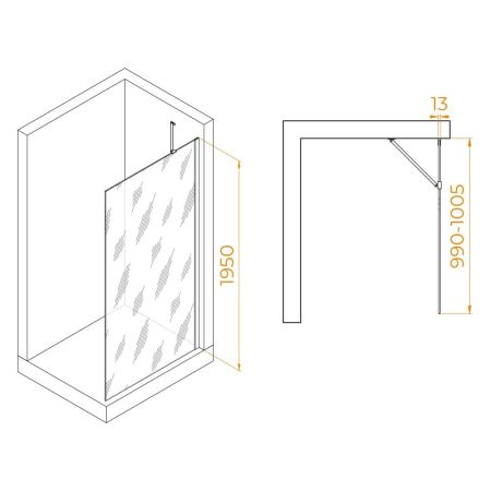Душевая перегородка RGW WA-110B (Прозрачное, 1000), артикул 351011010-14