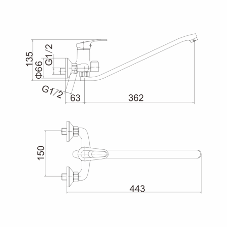 Смеситель для ванны FASHUN A2237, хром