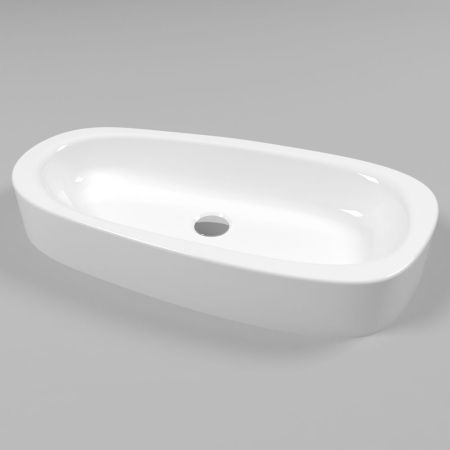 Умывальник WHITECROSS Moonstone E 70x35 (белый глянец) иск. камень, артикул 0731.070035.100