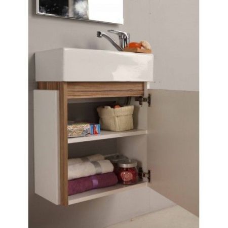 Тумба под раковину Акватон Эклипс 46 М 1A172801EK49R Белый/эбони светлый, петли справа, артикул 1A172801EK49R