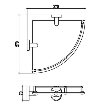 Полка угловая стеклянная Savol S-007073, хром, артикул S-007073