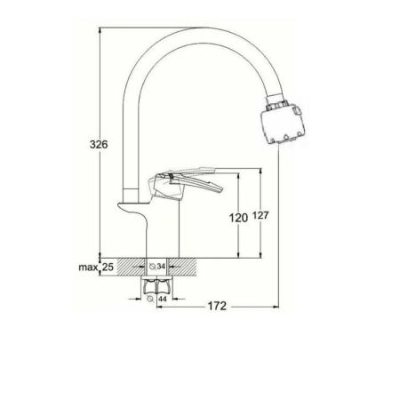 Смеситель для кухни с гибким изливом D-Lin D157315-T, хром