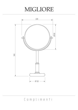 JERRI Зеркало оптическое настольное d18xh35х12 см. (3Х), хром, артикул 21978