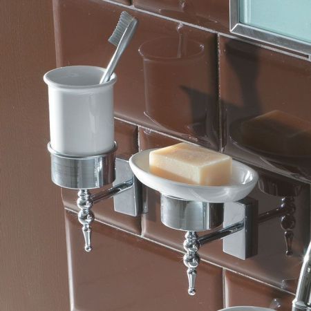 GLOBO Paestum Стакан подвесной керамический, цвет белый/хром