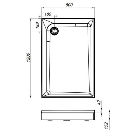 W90T-404-12080W Gem Square 120x80 поддон с сифоном W90T-404-12080W Gem Square 120x80 поддон с сифоном