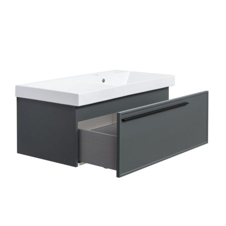 Тумба под раковину подвесная La Fenice Elba FNC-01-ELB-G-90, серо-зеленая, артикул FNC-01-ELB-G-90