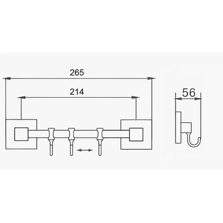 Планка с крючками для полотенец D-Lin D288222-3, черный