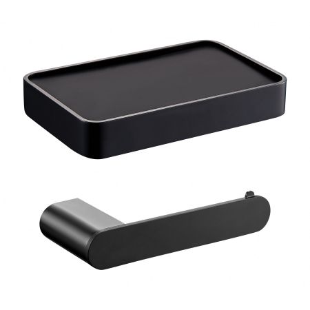 Держатель для туалетной бумаги с полкой WONZON & WOGHAND CARBON, Черный (WW-7726)