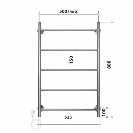 Полотенцесушитель электрический Stelmix 80x50 см, прямой, артикул 4670078543134