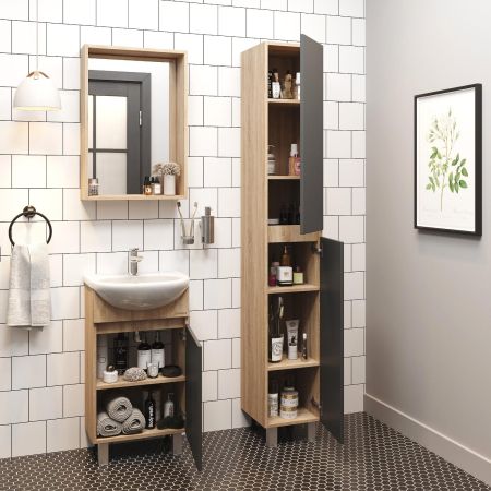 Тумба Onika Милтон 45 напольная, серая/дуб сонома (ум.Уют 45), артикул 104512