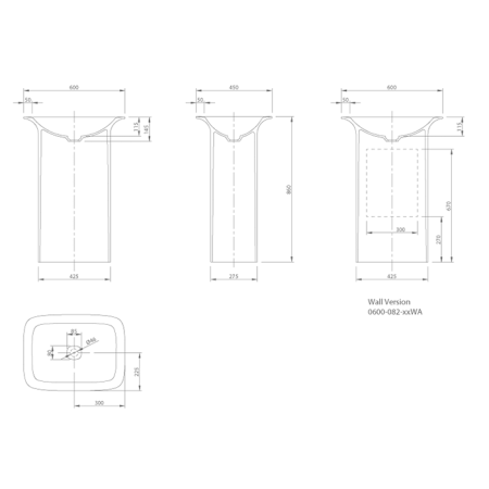 KNIEF Glam Раковина отдельностоящая 60х45х86 cm, выпуск в стену, цвет белый матовый ЦЕНА)