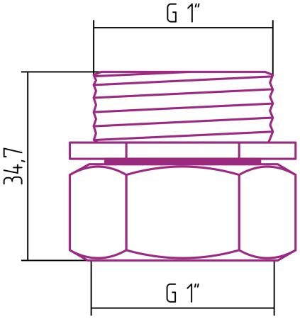 Комплект соединительный прямой G1" НГ х G 1" HP / 2 шт (Без покрытия), артикул 02103-1010