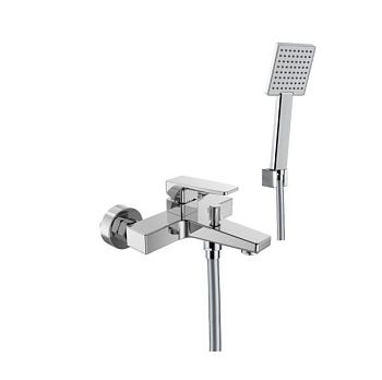 Fiore Dark, однорычажный смеситель для ванны (излив 17,5 см), с набором для душа, цвет черный матовый