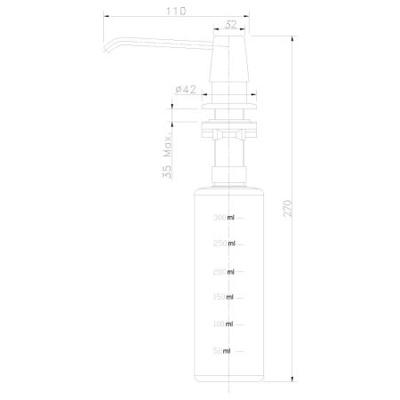 Дозатор для жидких моющих средств, врезной, цинк-пластик, белый, артикул AC-22P-White
