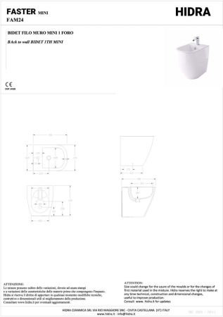 Hidra Faster Mini, напольное биде c крепежом, 48x36,5x42,5h см, цвет белый глянцевый, артикул FAM24/001