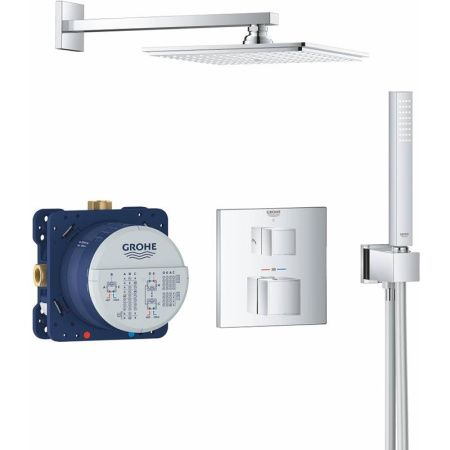 Набор для комплектации душа GROHE Grohtherm Cube: термостат, верхний душ, душевой кронштейн, ручной душ, душевой шланг, хром (34741000) Набор для комплектации душа GROHE Grohtherm Cube: термостат, верхний душ, душевой кронштейн, ручной душ, душевой шланг, хром (34741000)
