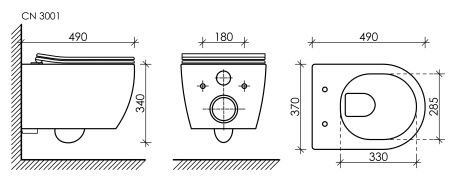 Подвесной унитаз PLAY Rimless CN3001 Подвесной унитаз PLAY Rimless CN3001