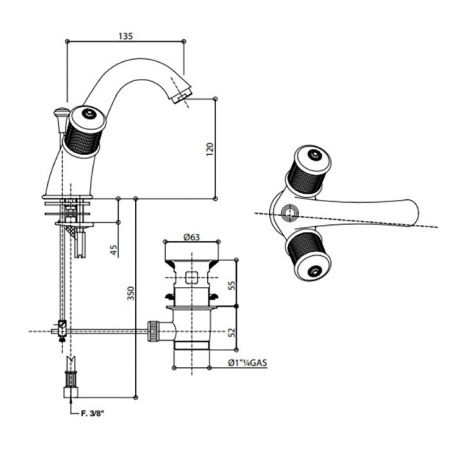Bongio Impero Смеситель для раковины на 1отв, цвет хром/Swarovski прозрачные, артикул 06521CR00