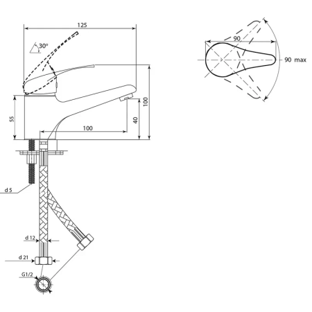 Смеситель для раковины Славен СЛ-ОД-П10, хром