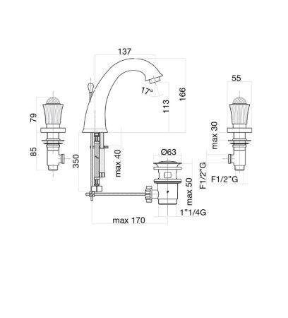 Смеситель для раковины Fiore VENERE SKY (SWAROVSKI®) 13CO0628, хром/золото, артикул 13CO0628