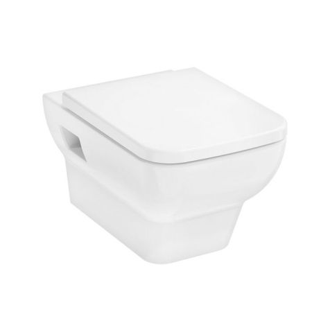 Унитаз, Hansgrohe, CreekTide Q, безободковый (с открытым смывным краем), тип установки-подвесной, ширина, мм-360, глубина, мм-540, высота, мм-350, форма чаши-прямоугольная, выпуск-горизонтальный, материал-керамика, в комплекте-сиденье с микролифтом с верх, артикул HGSET001